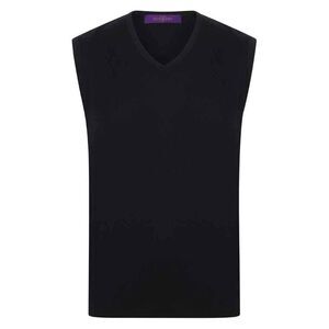 Henbury Mens Cotton Acrylic V Neck Sleeveless Sweatshirt / Black